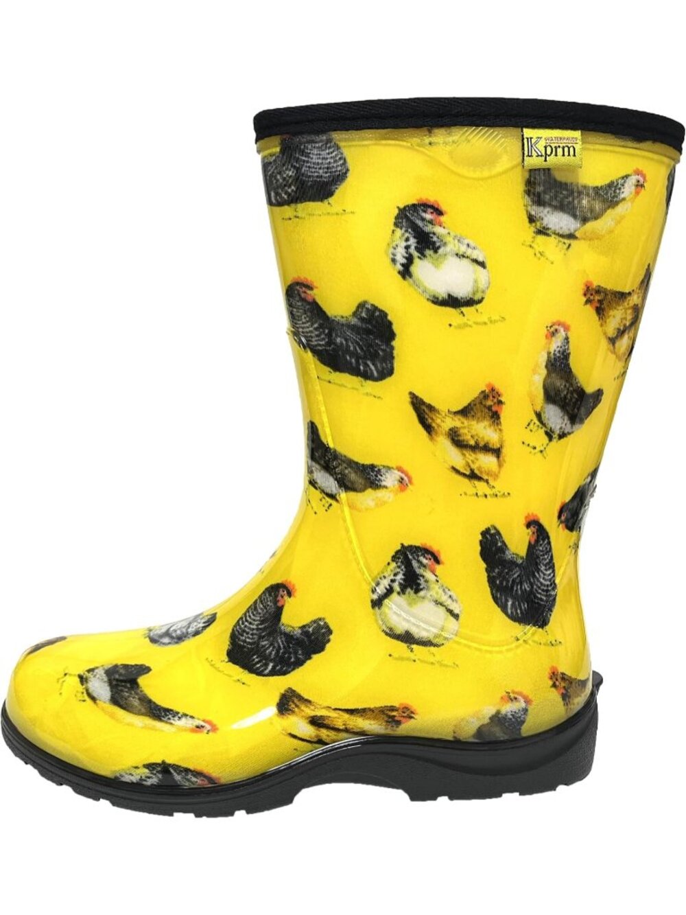 Women's Chickens Yellow Rain Boots Waterproof Mid Calf Rubber Garden Shoes - Picture 4 of 4